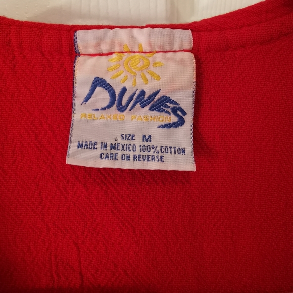 Red Cotton Wrap dress made in Mexico - Picture 3 of 4